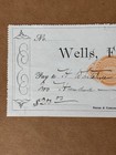 1875 Antique Wells Fargo Bank Carson City Nevada Nv Check Rn Revenue Stamp Rn-d1