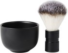 2pc Shaving Set Metal Brush   Steel Bowl For Men Gift Black