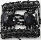 Vintage Antique Mourning Edwardian Victorian French Applique Beads 1-1 2  C29-6