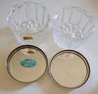  2  Vtg Towle Sterling Silver Mirror Lids  Lead Crystal Vanity Dresser Jars  New