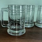 17 Ounce Large Glass Beer Mugs Set Of  4  Four Heavy   Sturdy Design Banded Vtg