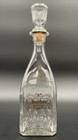 Glass Decanter Bottle With Stopper Clear Gold Lettering  bourbon  Vintage