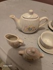 Childs Play Porcelain Decorative Tea Set 11 Piece White With Pastel Flowers