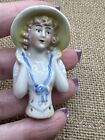 Antique German Porcelain Half Doll Lady Figurine Pin Cushion 5795