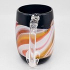 Andres   Chapman Signed Art Glass Black Multi-color Flame Mug Abstract Swirl