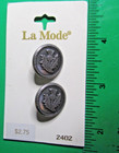  2 vintage La Mode 3 4  Thistle Blossom Silver Metal Shank Buttons Nos Card-e309