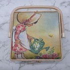 Vintage Sewing Basket Wicker Box Girl Sunbonnet Sue Rattan Handle Tray Insert