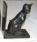 Bookends Pair Black Metal Cats - Made In India - 6 3 4 X 5 3 4 Inches