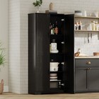 Tall Kitchen Pantry Cabinet 60   Storage Cabinet W 2 Doors   Adjustable Shelves