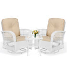 3pc Outdoor Wicker Swivel Glider Rocker Patio Bistro Set Furniture Rattan Chairs