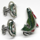 Anson Rainbow Trout Cufflinks Tie Clip Set Vintage Fishing Gift Mens Formal Wear