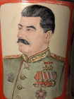 Vtg Antique Soviet Propaganda Vase Hand Painted Stalin Portrait Ussr