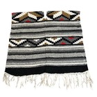 Vtg Southwestern Geometric Fringe Poncho Ruana Blanket Wrap One Size 