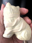 Vtg White Bisque Ceramic Cat Kitty Kitten Pink Bow 3 X 4  Figurine Euc