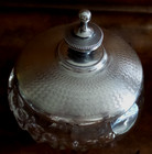 Antique English Crystal Vanity Jar With Sterling Silver Lid With Finial 