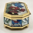 Joan Baker Designs Hand Painted Trinket Jewelry Box Stained Glass Look Blue Bird