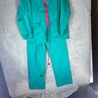 Columbia Rain Suit Youth Xl Vintage Hooded Jacket Pants Teal Pink S4 Ry0120