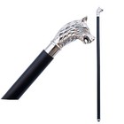 Wolf Walking Cane Silver Brass Vintage Fancy Canes For Women Men Black Wooden