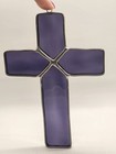 Vintage Stained Glass Purple Glass Cross Suncatcher