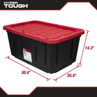 27 Gallon Large Storage Bin With Snap Lid  Black And Red  Heavy Duty Plastic Sto