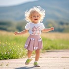 Toddler Baby Girl Summer Short Sleeve T-shirts Tops pleated Mini Skirt Set