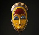 African Tribal Baule Mask Hand Carved Wood Wall Art Vintage Style-g2279