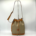 Celine Macadam Triomphe Drawstring Shoulder Bag Leather Authentic