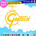 Fits Gretsch Drum Old Decals Stickers Vinyl Guitar White Bass Vintage Music