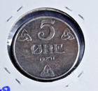 Norway 1941  5 Ore   u-grade   Very Fine  Km 388  iron Ww 11  Circulated  5