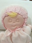 Eden Sleeping Pink Plush Baby Doll Blonde Hair Security Cloth Satin Trim Vintage