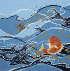 Furoshiki Wrapping Cloth Sea Bream In Stormy Seas Motif Japanese Fabric 50cm