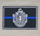 Massachusetts State Flag Ma Thin Blue Line Indian Emblem Tactical Cop Hook Patch