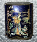 Vintage Daher Metal Oriental Geisha Motif 1101 Tea Box Tin Made In England 6   