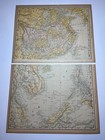 1890 2-pc Map Of China   Se Asia Fm 1890 Rand-mcnally Atlas See Pics   Descrip