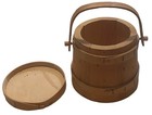 Vintage Miniature Primitive Wood Style Firkin Bucket Original Lid Tally Marks 5   