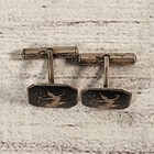 Vintage Siam Sterling Silver Niello Mekkala Goddess Cufflinks Black Enamel Thai