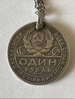 1924 Ussr Soviet Union Russia Silver 1 Rouble Coin Worker Peasant Farmer Chain