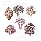 Pottery Printing Blocks Stylish Tree Pattern Wooden Stamps  set Of 6  Htag2054