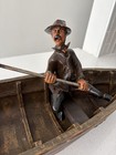 Handmade Large Fisherman Boat Fishing Pole 29  Resin Cast Bobber Unique Display