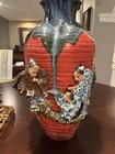 Antique Japanese Sumida Gawa Figural Vase Signed Inoue Ryosai Meiji Rakan
