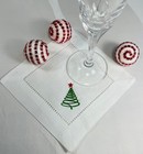 6 Or 12 Monogrammed  Christmas  White Cocktail Napkins  Embroidered 