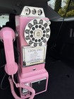 American 1950 s Retro Payphone 3 Slot Payphone Corded Phone With Coin Bank Pink