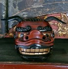 Antique Shishigashira Japanese Wooden  Lacquered Shishimai Lion Head Mask Kagura