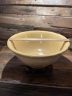 Antique Extra Large Yellowware Mixing Bowl With White cream Stripes