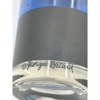 Vintage Georges Briard Black Blue Stripe Highball Glasses X7 Mcm Barware Signed