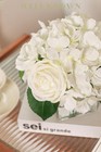 Fake Flowers In Vase  Hydrangea Rose Artificial Flowers With Fake Water In Gl   