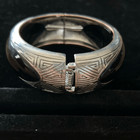Vintage Ebony   Silver-tone Hinge Bangle Bracelet 