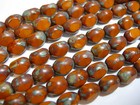  18 8x6mm Czech Glass Pumpkin Picasso Oval Tri Cut Beads
