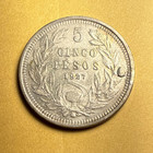 Chile 1927 Silver 5 Peso  Os Cinco Peso