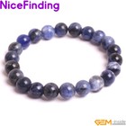 Natural Blue Sodalite Gemstone Beaded Stretch Jewelry Bracelet Unisex 6mm 8mm 10